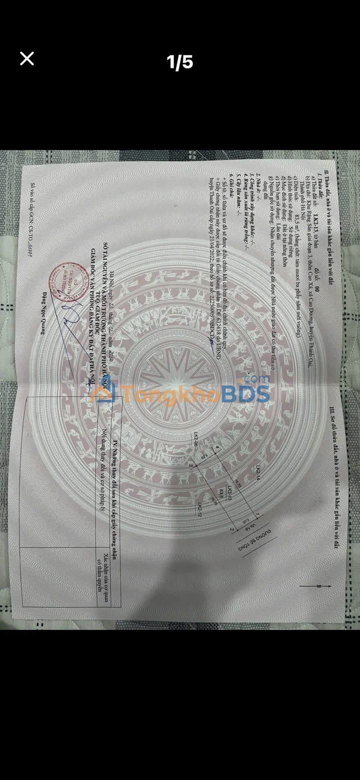 Đất nền Cao Xá Dân Hòa 84m² 5.5945 tỷ – Sổ đỏ chính chủ