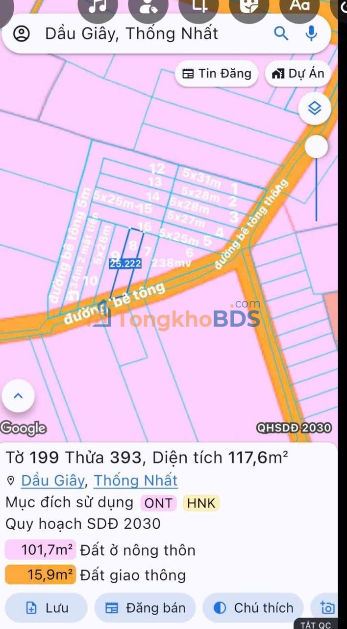 Đất nền Dầu Giây 140m² 760 triệu - Sổ đỏ chính chủ