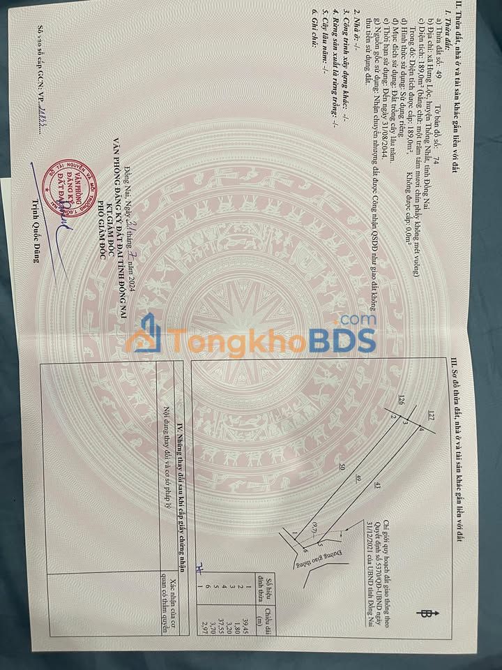 Đất Dầu Giây, Đồng Nai 189m² 650 triệu - Sổ đỏ chính chủ