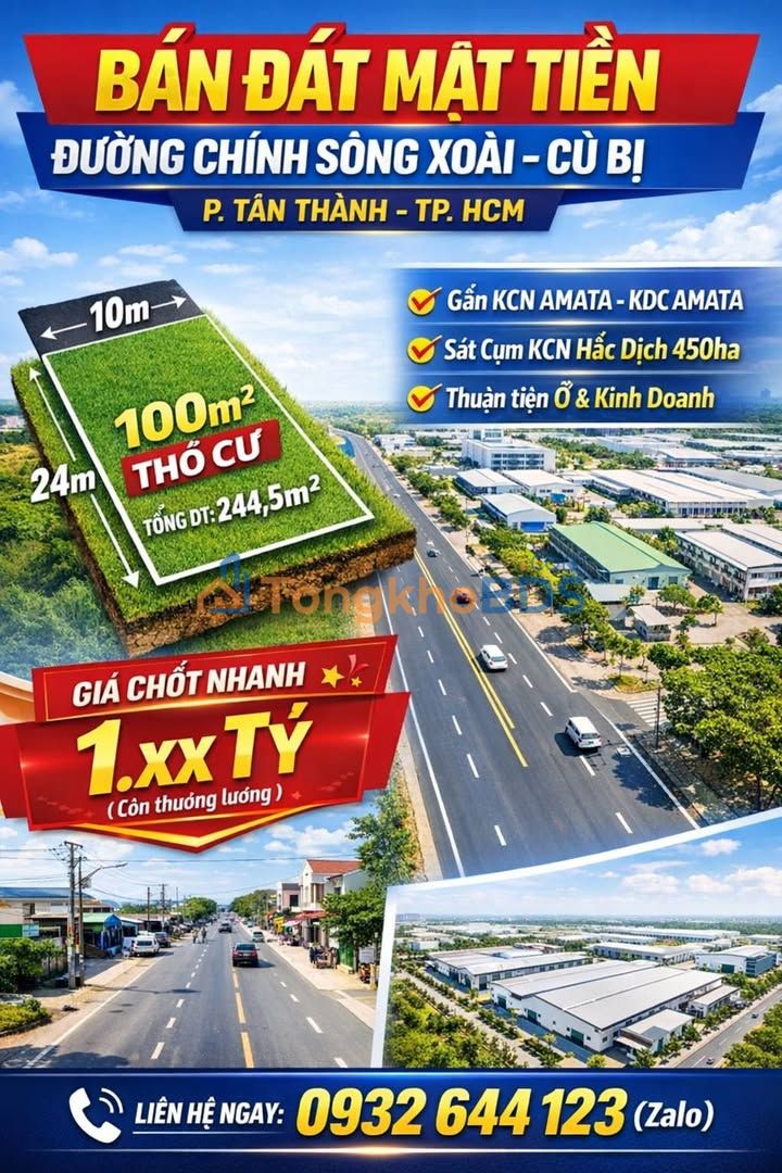 Đất Mặt Tiền Sông Xoài, Tân Thành - 244.5m² Kinh Doanh/Ở Tốt
