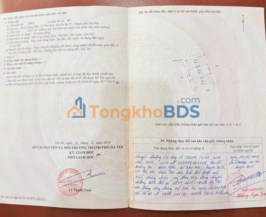 Đất Ba Vì Vật Lại 326m² 1.05 tỷ - Sổ đỏ chính chủ