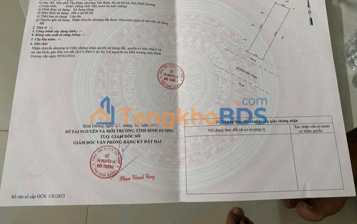 Đất nền Tân Đông Hiệp 63m² 2.55 tỷ - Thổ cư 100%