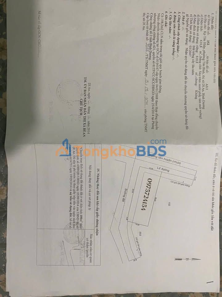 Đất nền Dĩ An 611m² giá 27 tỷ - Đường to ô tô