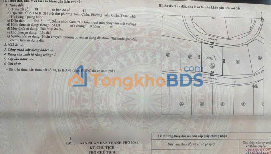 Đất nền Tuần Châu Hạ Long 542m² 16.26 tỷ - Sổ đỏ chính chủ