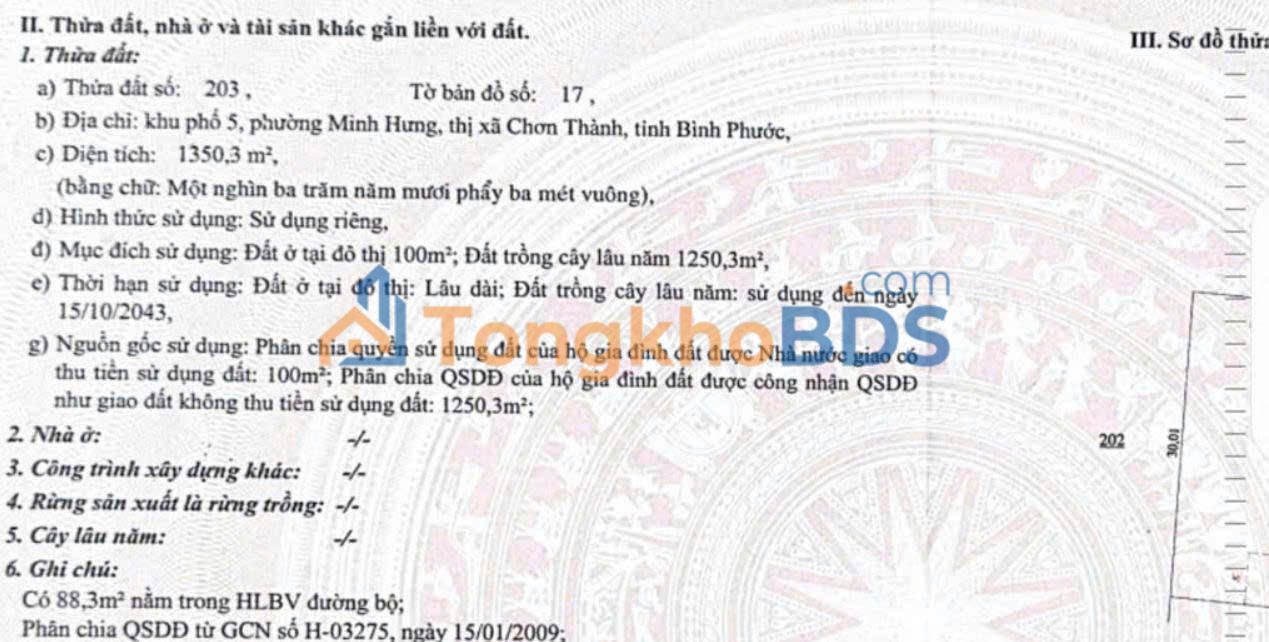Đất nền 1200m² Minh Hưng, Bình Phước - Sẵn sàng phân lô, đầu tư sinh lời!
