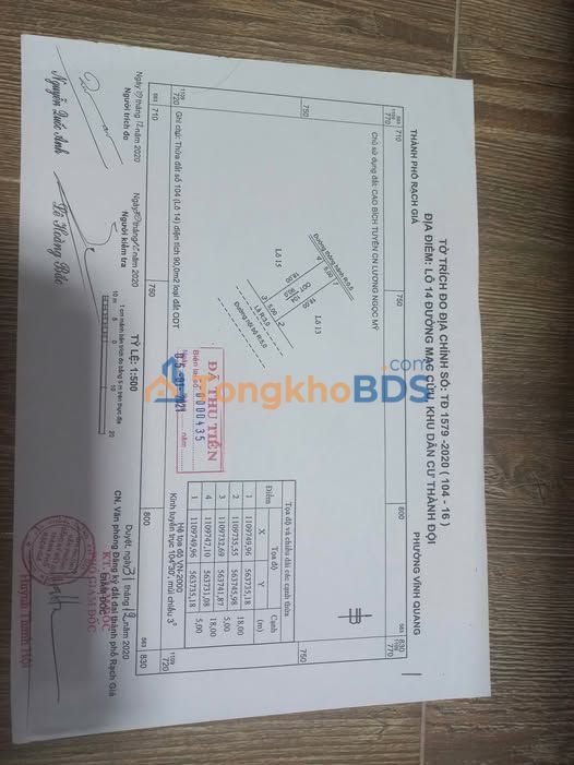 Bán Đất Thổ Cư 90m² Hẻm 829 Mạc Cửu, Rạch Giá - Hướng Đông Nam Giá 1.1 Tỷ