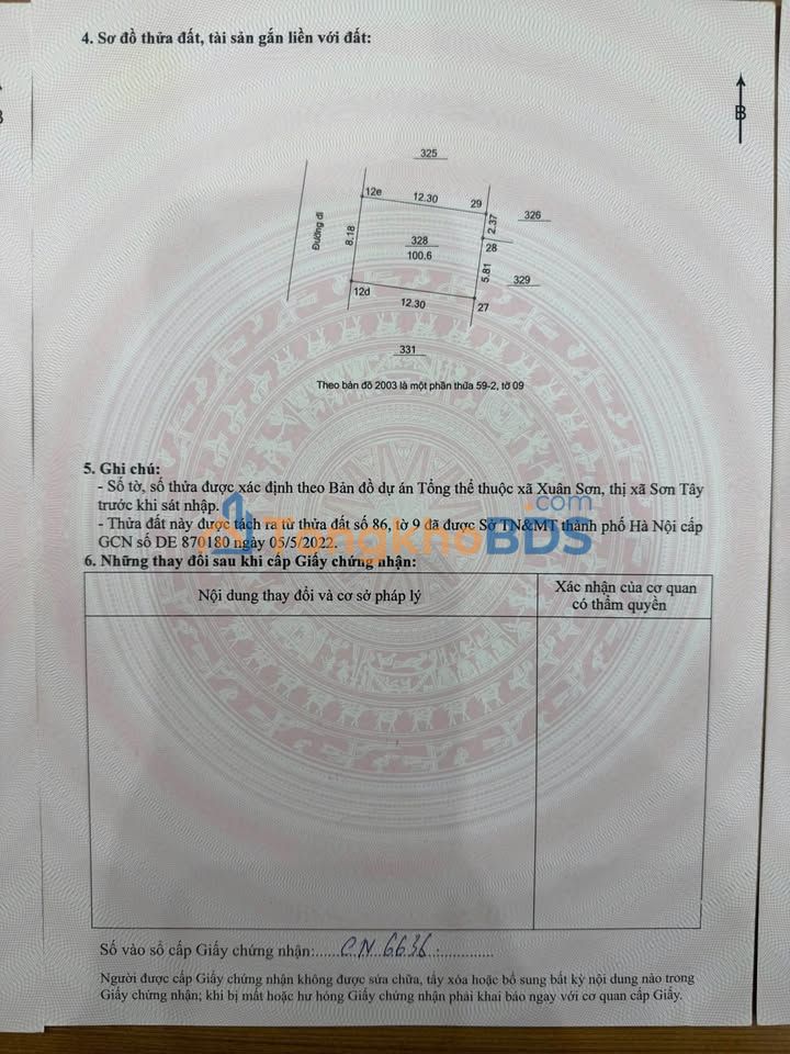 Đất nền Xuân Khanh Sơn Tây 100m² - Sổ đỏ chính chủ