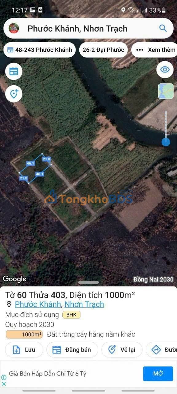 Đất Phước Khánh Nhơn Trạch 1.000m² 0,88 tỷ - Sổ đỏ chính chủ