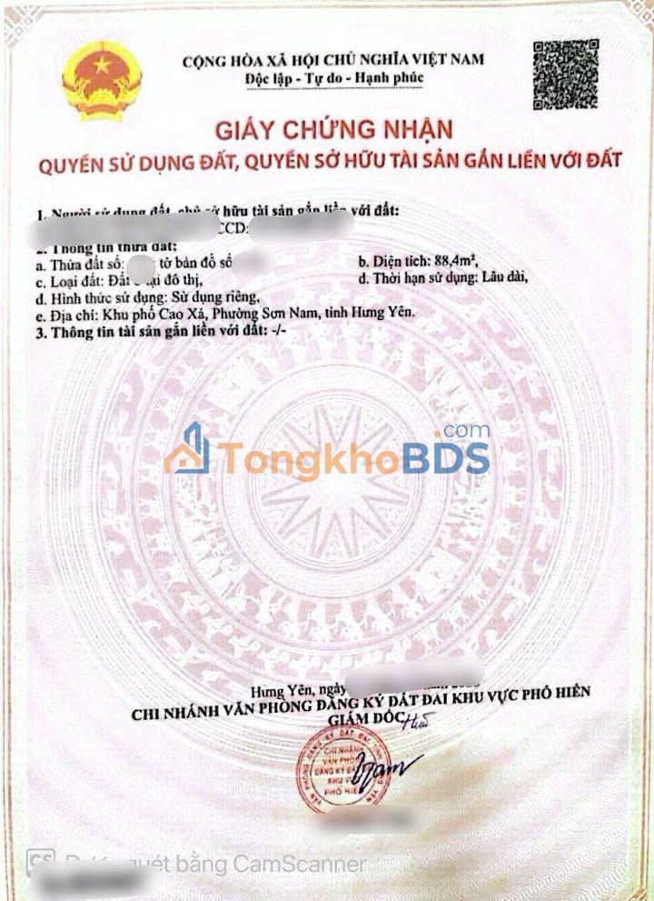 Bán đất 88m² Hưng Yên - Mặt tiền 4.5m hướng Nam, giá F0