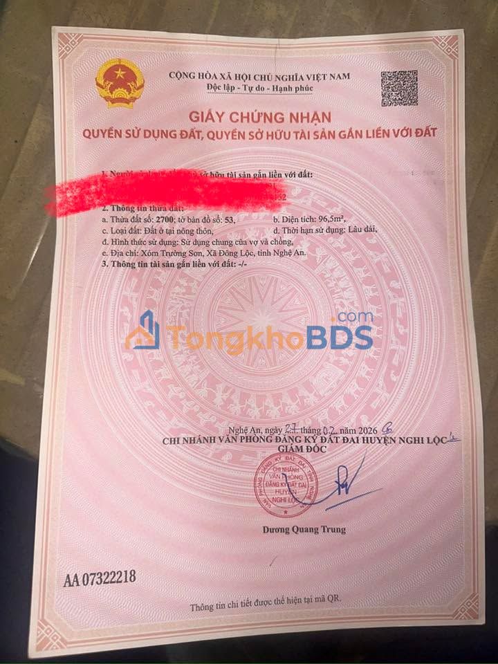 Đất Trường Sơn Nghi Thạch 96m² giá 17xx - Sổ đỏ