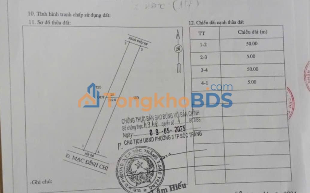 Đất nền Mạc Đỉnh Chi Sóc Trăng 245m² hơn 3 tỷ - Thổ cư 100%