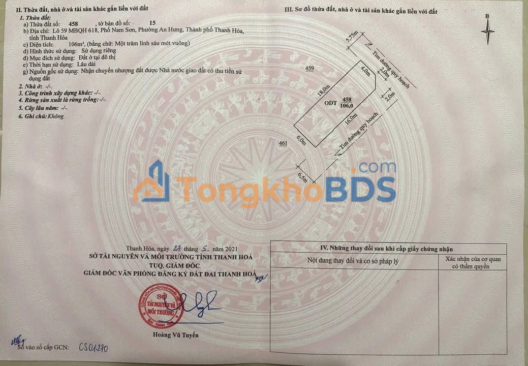 Đất An Hoạch Đông Vệ 106m² 4.24 tỷ - Xây dựng tự do