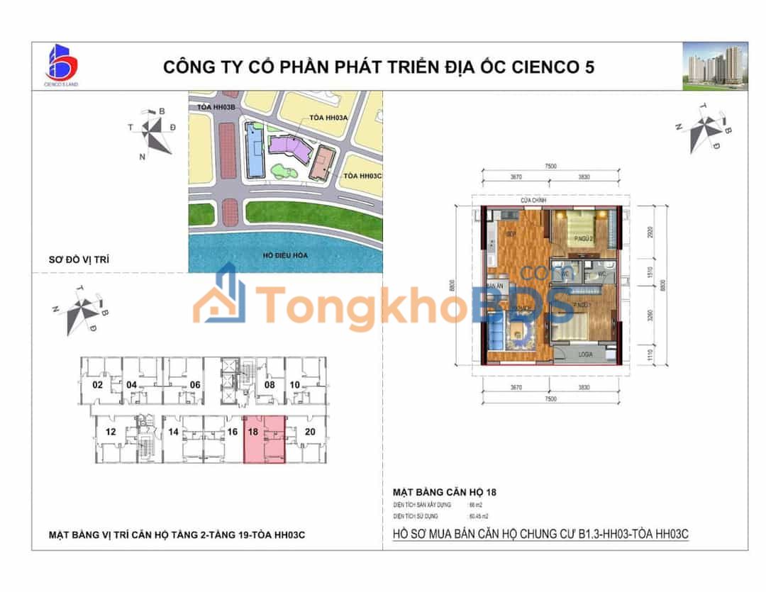 Căn hộ KĐT Thanh Hà 66m² 3.68 tỷ - View hồ đẹp