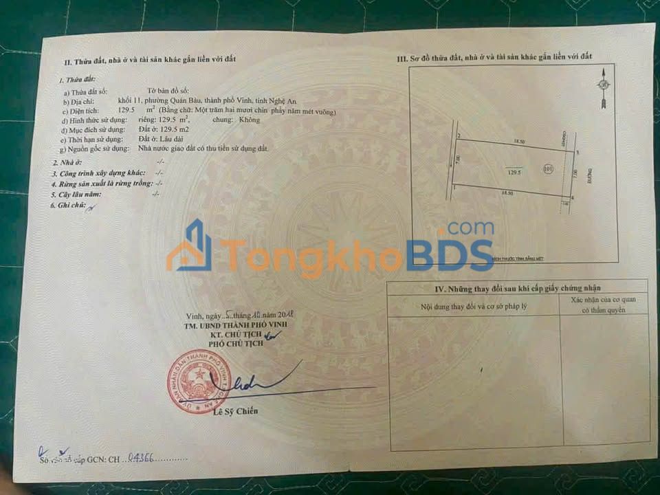 Đất Lệ Ninh Vinh 129m² giá 7 tỷ - Sổ đỏ chính chủ