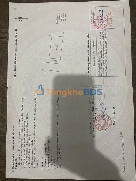 Đất nền Trâu Quỳ Gia Lâm 102m² giá 25 tỷ - Sổ đỏ chính chủ