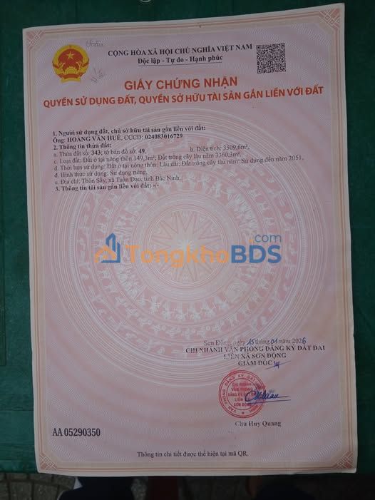 Đất nền Sơn Động 280m2 thỏa thuận - Sổ đỏ chính chủ