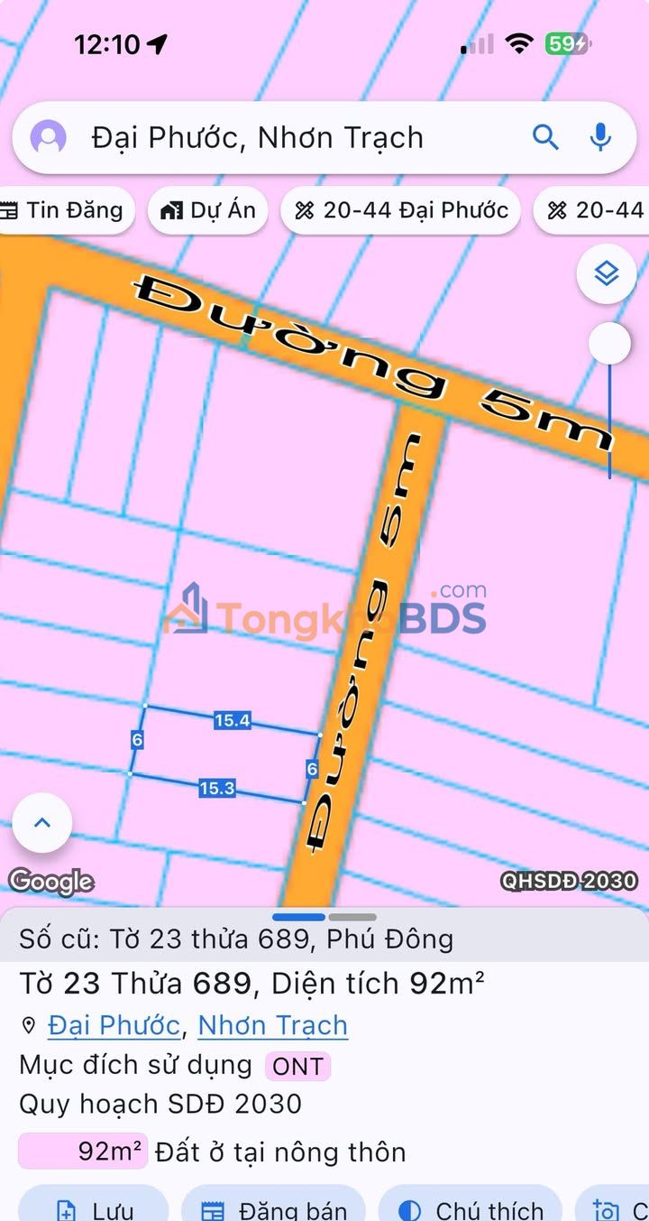 Đất nền Phú Đông Đại Phước 92m² 2 tỷ - Sổ hồng thổ cư
