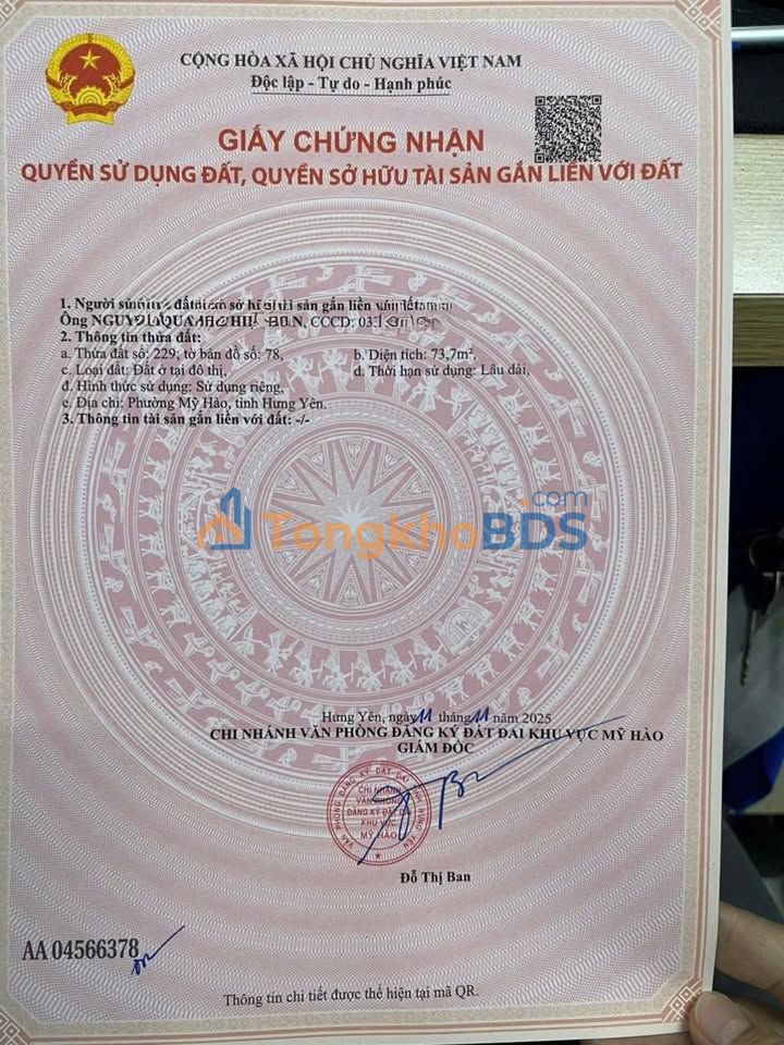 Đất nền Phú Gia Mỹ Hào 74m² 8 tỷ - Sổ đỏ chính chủ