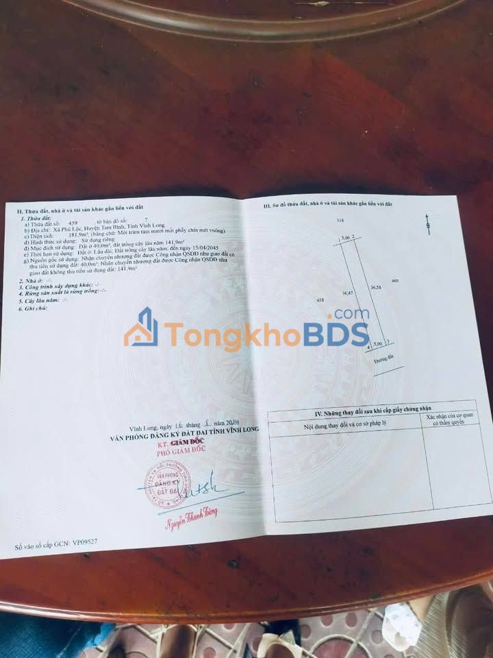 Đất nền Phú Lộc Tam Bình 181m² 320 triệu – Sổ đỏ ngay, view sông mát