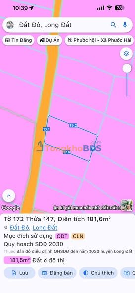 Đất nền Thị trấn Đất Đỏ 186m² 1 tỷ - Sổ đỏ chính chủ