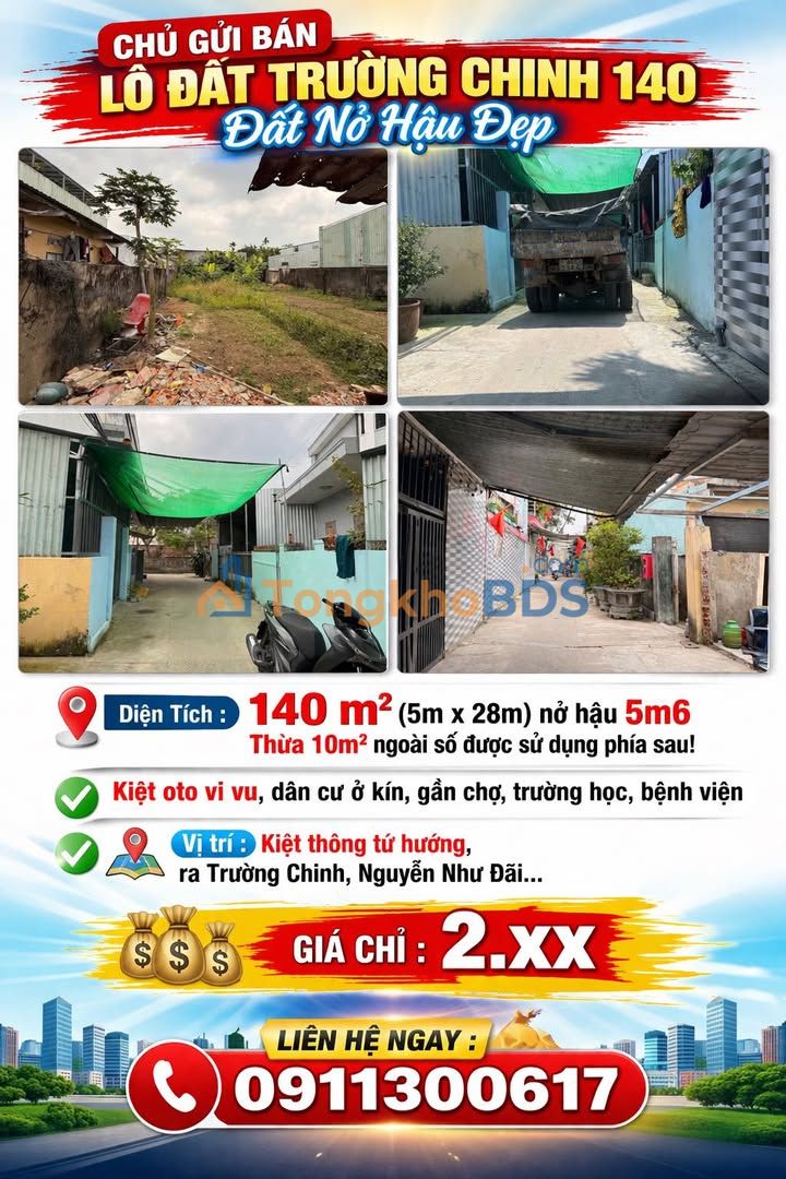 Đất nền Trường Chinh 140m² 2 tỷ - Sổ đỏ chính chủ