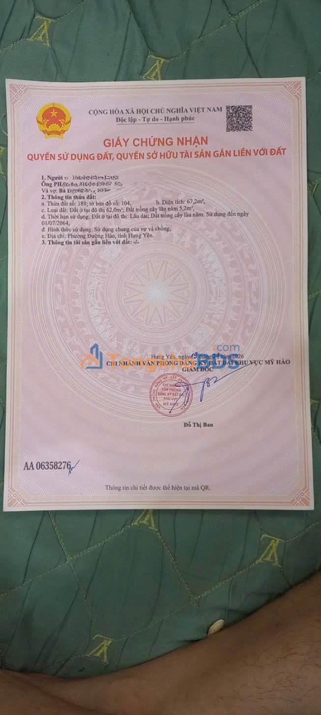 Đất nền Thuần Xuyên Mỹ Hào 67m² giá 1 tỷ - Sổ đỏ chính chủ