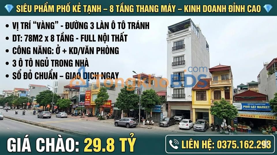 Nhà phố Kẻ Tạnh Long Biên 78m² 29.8 tỷ - Ô tô vào nhà