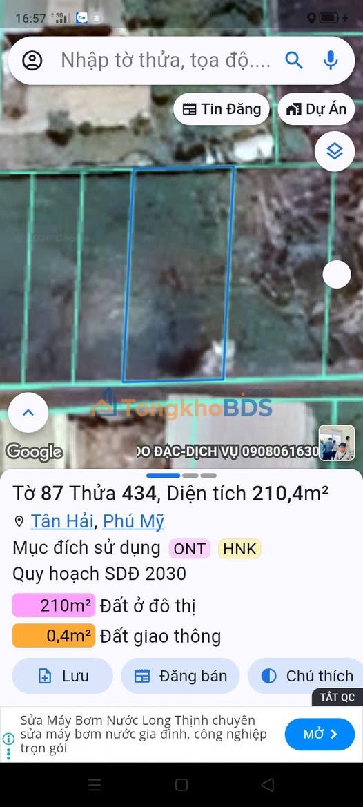 Đất nền Tân Hải Phú Mỹ 210m² 2 tỷ - Sổ đỏ chính chủ