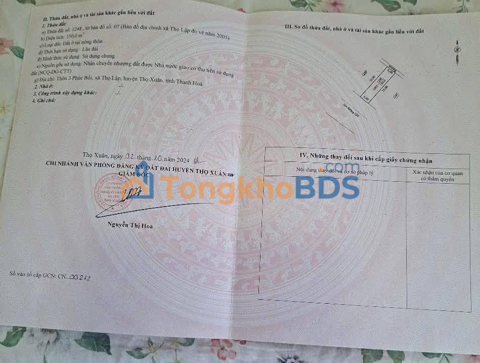 Đất nền Thọ Lập Thọ Xuân 150m² - Vị trí đắc địa