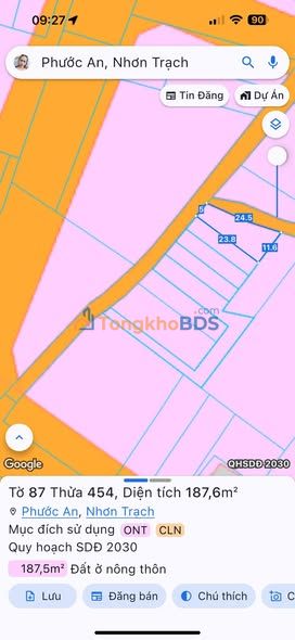 Đất nền Phước An Nhơn Trạch 187m² 2,2 tỷ - Đất thổ cư 100%