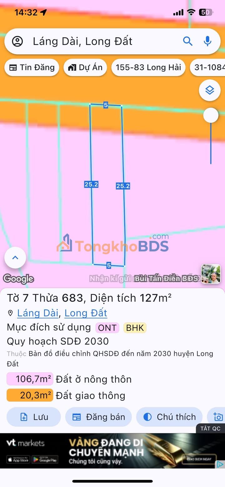 Đất nền Láng Dài Long Đất 81m2 620 triệu - Sổ đỏ chính chủ