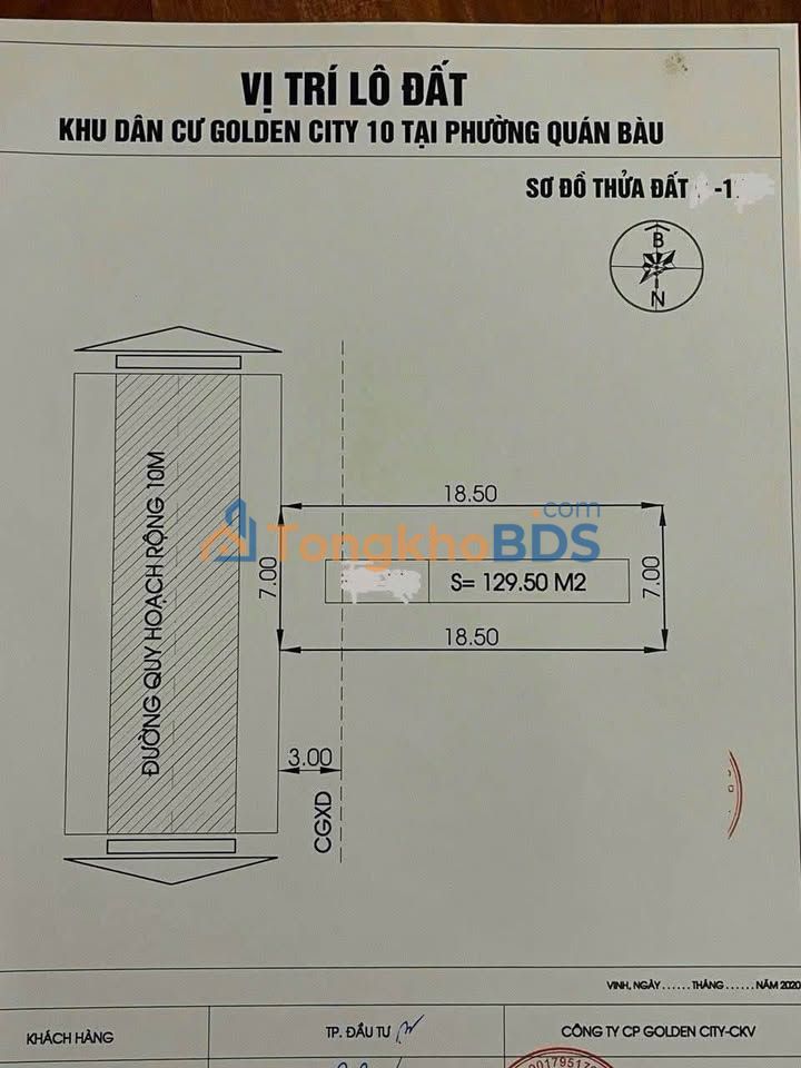 Đất nền Gold 10 Mai Hắc Đế Vinh 129,5m2 8,15 tỷ - Hạ tầng hoàn thiện