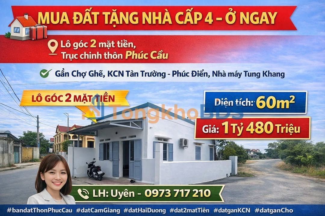 Đất Tân Trường Cẩm Giang 60m² 1,48 tỷ - Đường to ô tô