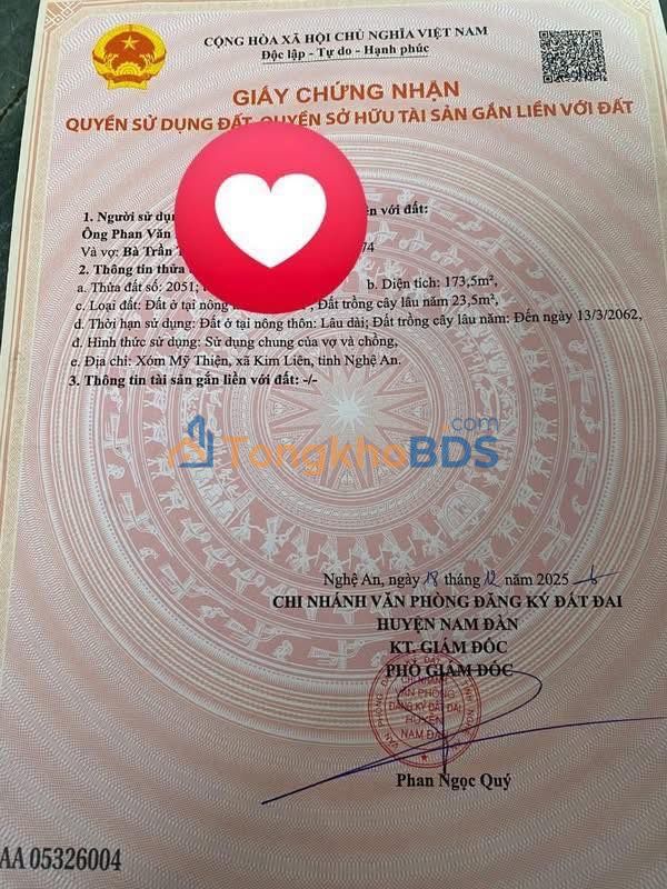 Đất nền Nam Đàn 174m² giá 1.15 tỷ - Sổ đỏ chính chủ