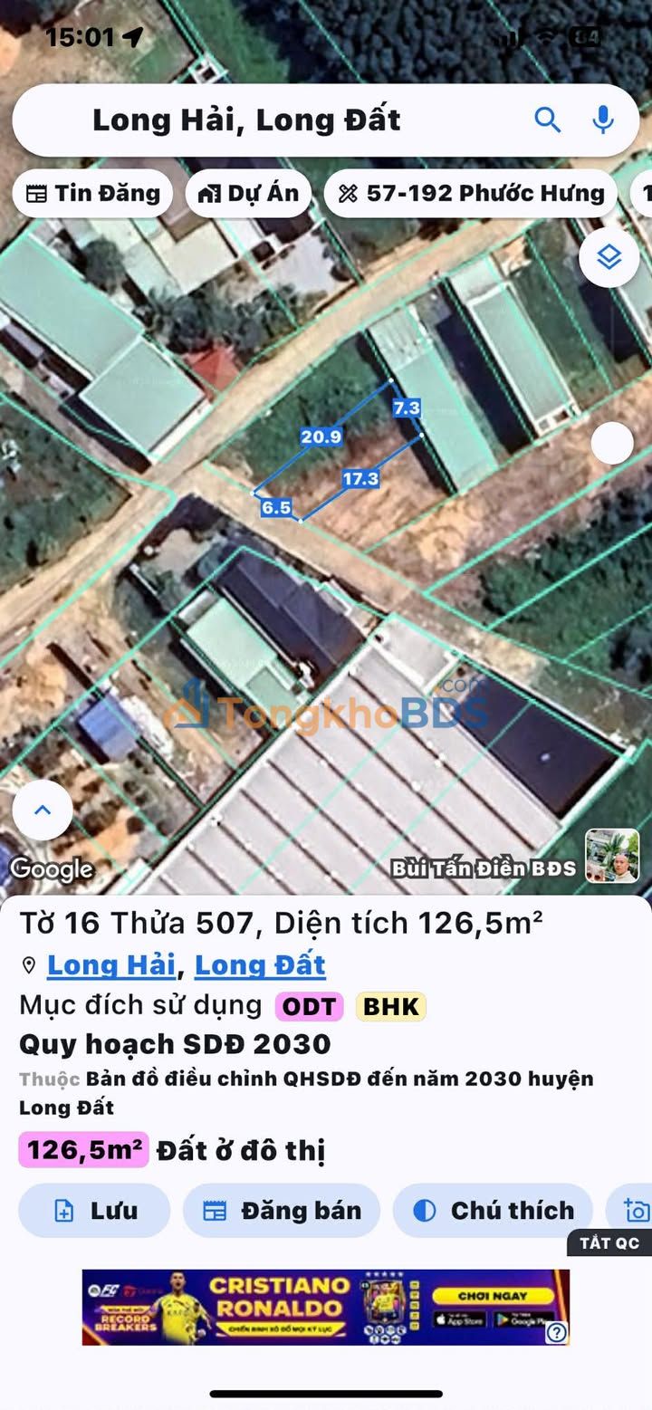 Đất nền Long Hải 137m² giá 2.1 tỷ - Sổ đỏ chính chủ