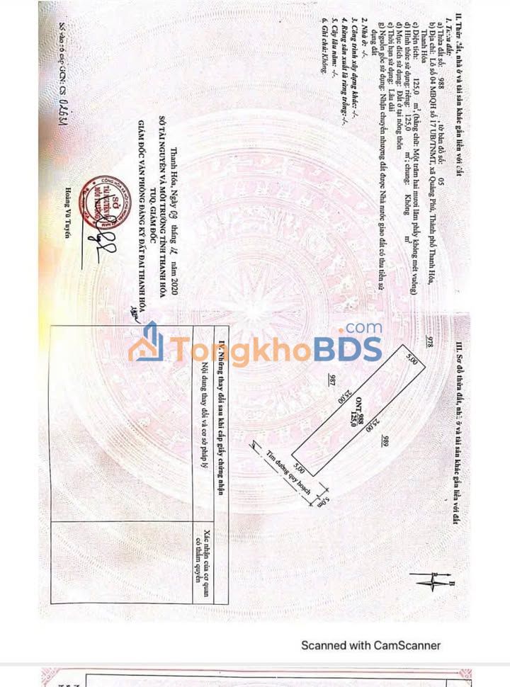 Đất nền Phường Quảng Phú Thanh Hóa 125m² 2 tỷ - Sổ hồng chính chủ