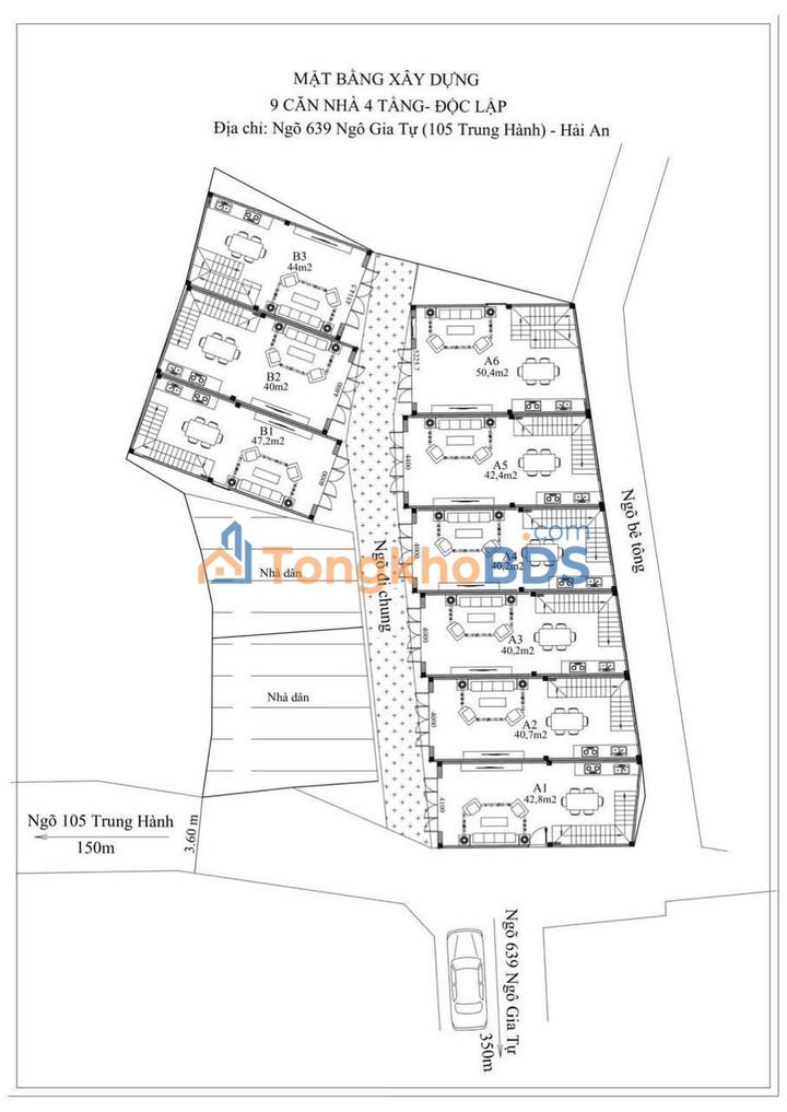 Townhouse Ngõ 639 Ngô Gia Tự 45m² giá 3,5 tỷ - Ô tô đỗ cửa