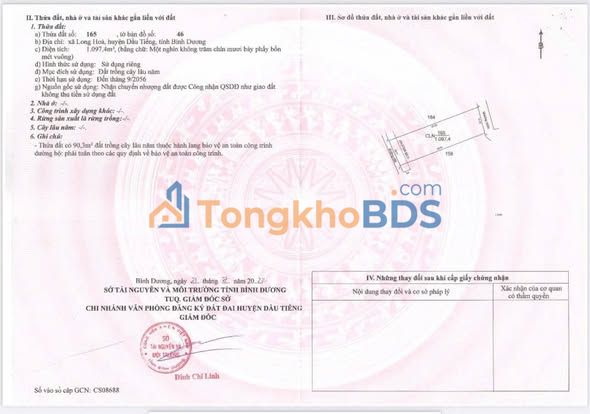 Đất Long Hòa Dầu Tiếng 1.097m² 1,05 tỷ - Đường to ô tô