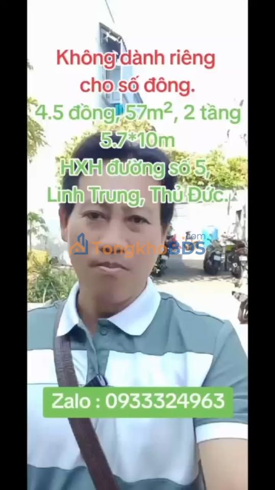 Nhà hẻm 5m Đường số 5 Linh Trung 57m² giá 4.5 tỷ - Chính chủ bán