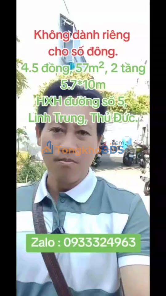 Nhà đường số 5 Linh Trung 57m² 4.5 tỷ - Chính chủ bán