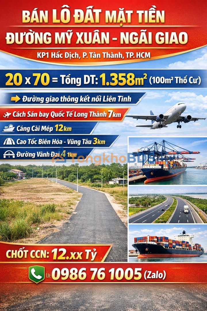 Đất Mỹ Xuân - Ngãi Giao 1.358m² 12 tỷ - Đường ô tô