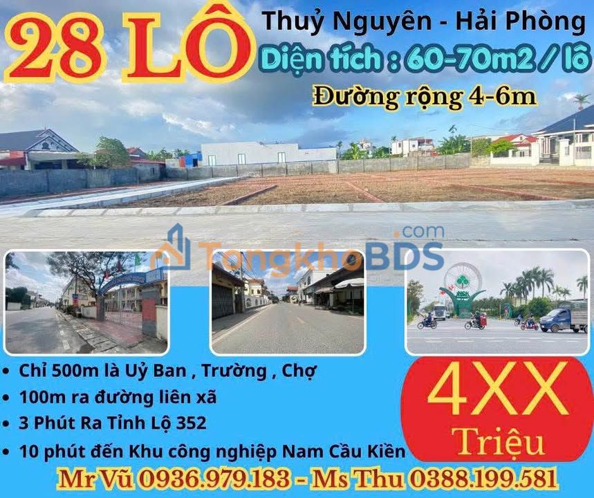 Đất nền Ninh Sơn Thủy Nguyên 60m² 400-599 triệu - Sổ đỏ chính chủ