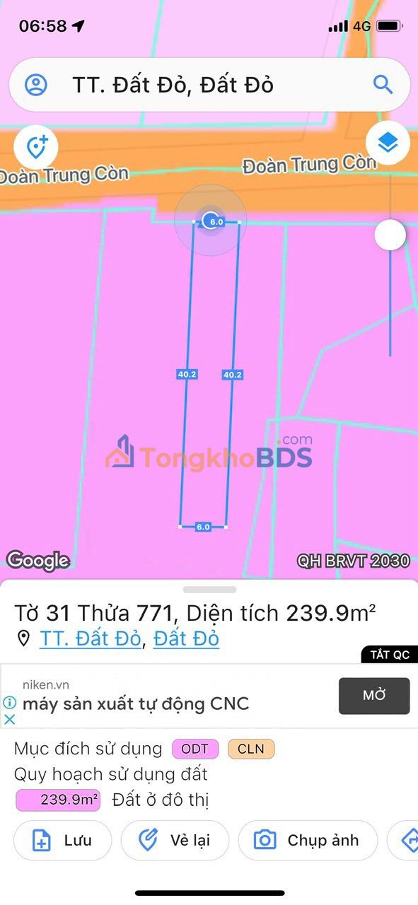 Đất nền Đoàn Trung Đất Đỏ 252m² 1 tỷ - Sổ đỏ chính chủ