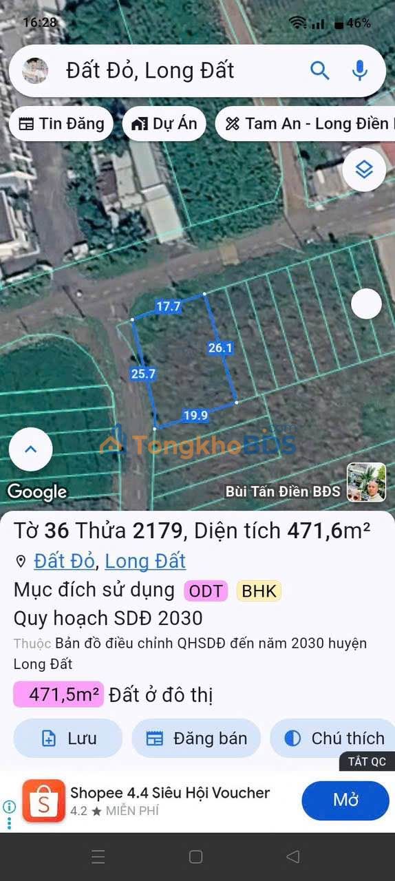 Đất nền Đất Đỏ 442m² giá thỏa thuận - Đường to ô tô