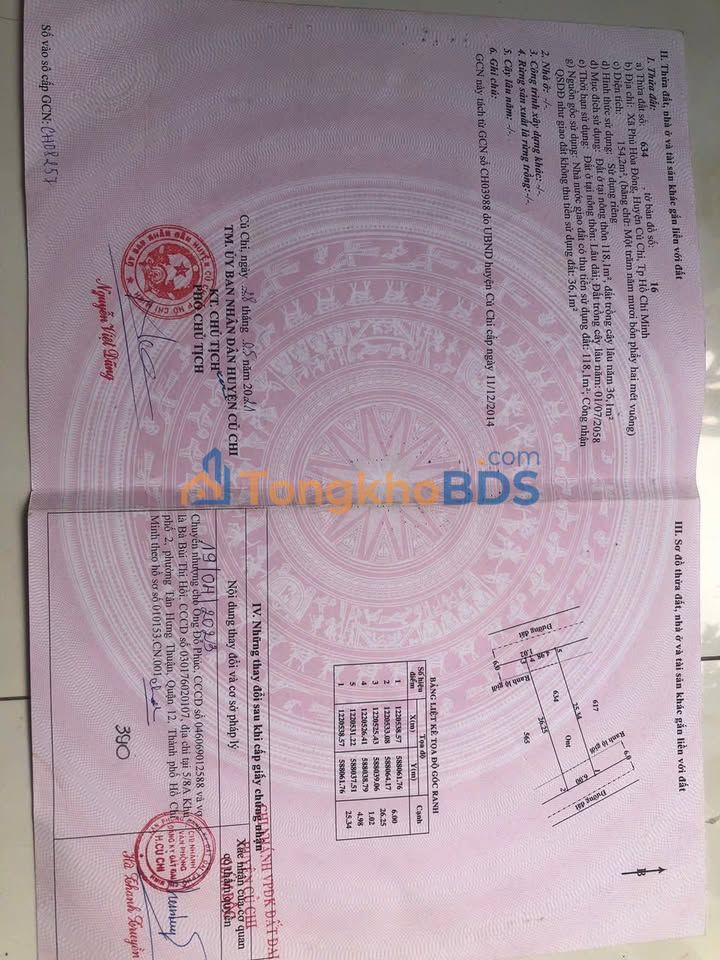 Đất Phú Hòa Đông Củ Chi 168m² 1.95 tỷ - Pháp lý rõ ràng