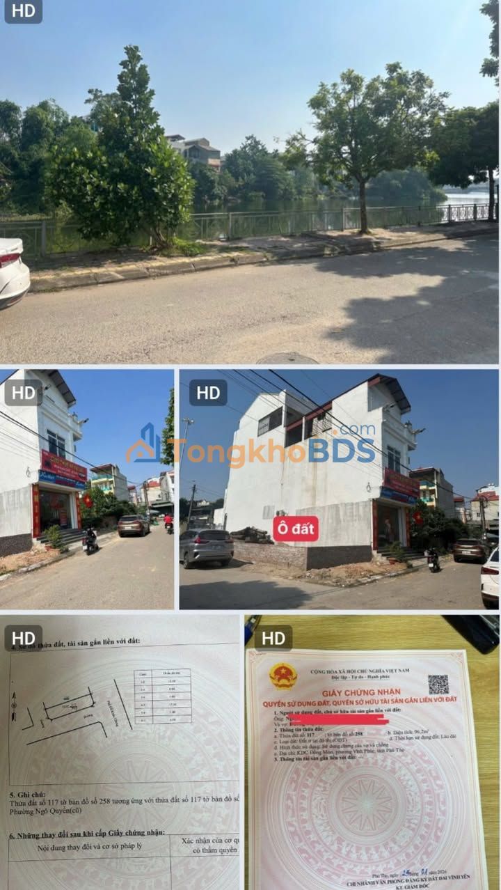 Đất nền Ngô Quyền Vĩnh Yên 96m² giá 4 tỷ - Sổ đỏ chính chủ