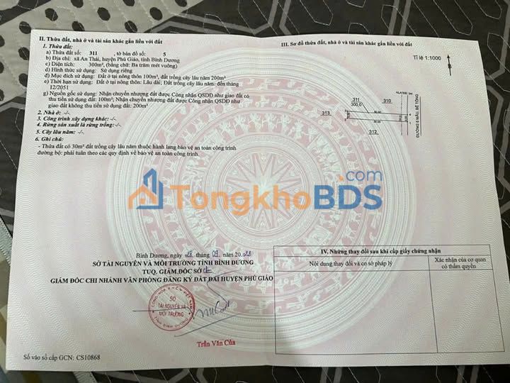 Đất nền An Thái Phú Giáo 300m² 800tr - Sổ riêng