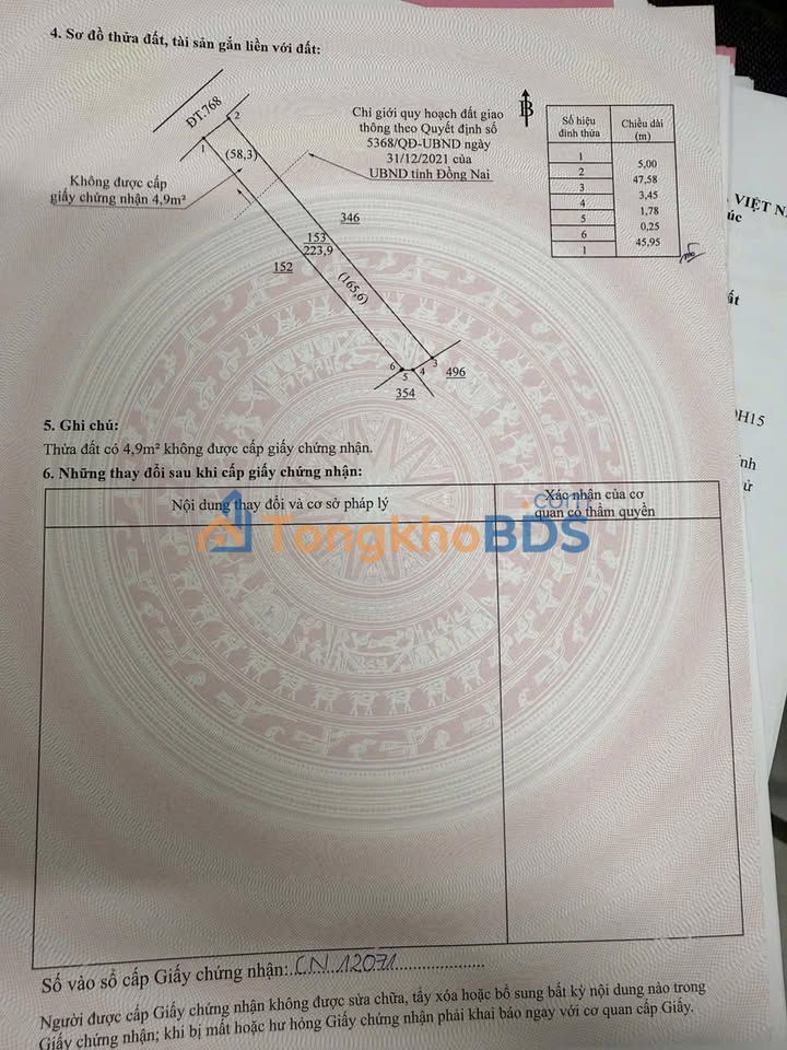 Đất Chu Văn An Vĩnh Cửu 304m² 2.95 tỷ - Thổ cư 100%