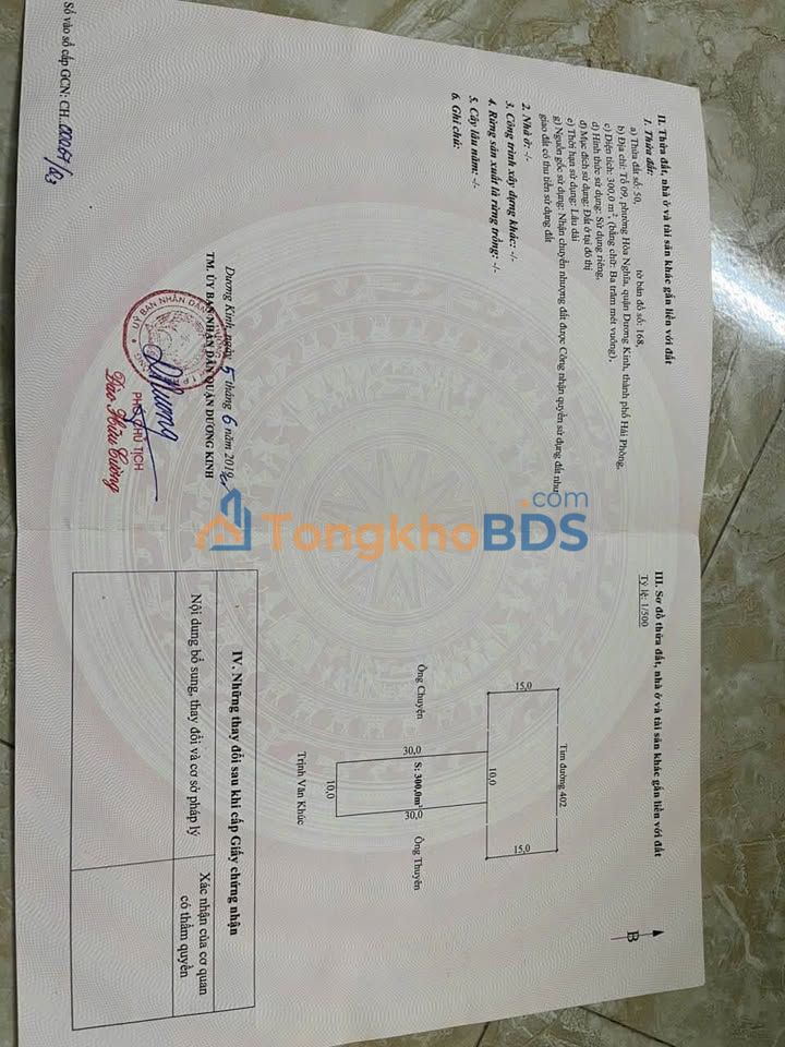 Đất nền Dương Kinh 300m² mặt tiền 10m - Sổ đỏ chính chủ