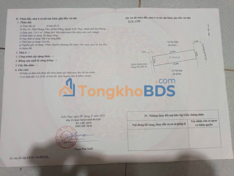 Đất nền Kiến Hưng 115m² giá thỏa thuận - Sổ đỏ chính chủ